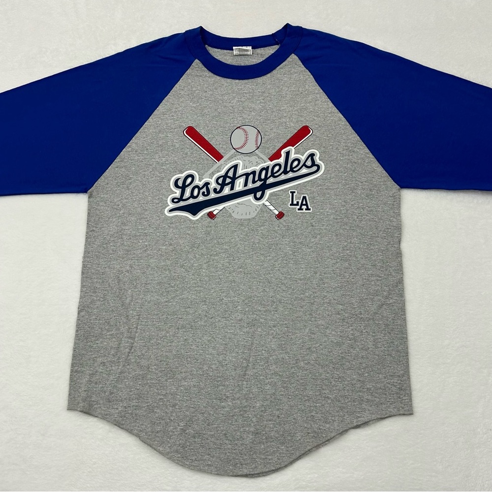 Shaka Active Los Angeles Dodgers Blue &White 3/4 Longsleeve Baseball Shirt Men’s - Picture 2 of 6